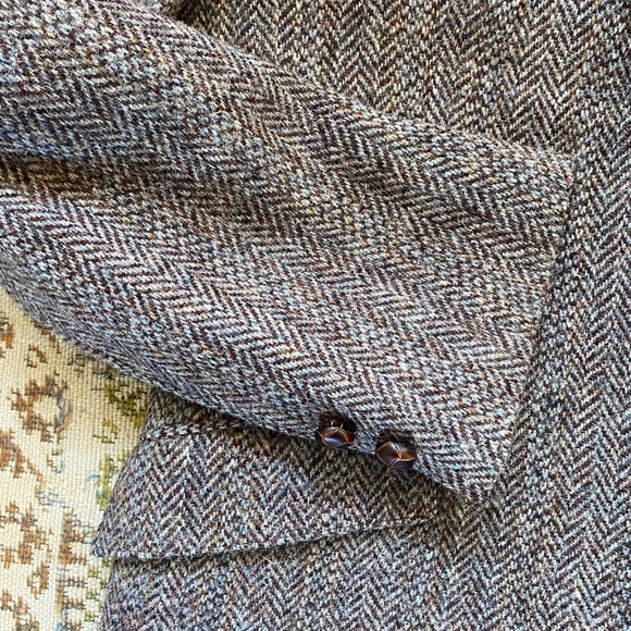 Vintage Harris Tweed Jacket Brown Wool Herringbone Blazer 41 Reg - Picture 4 of 12